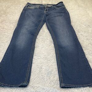 Soundgirl Blue Embroidered Denim JEANS WOMENS SIZE 13 jr. LITTLE DISTRESSED